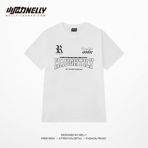 美式复古街头嘻哈重磅纯棉短袖t恤男女夏季潮牌oversize情侣上衣 - 图2