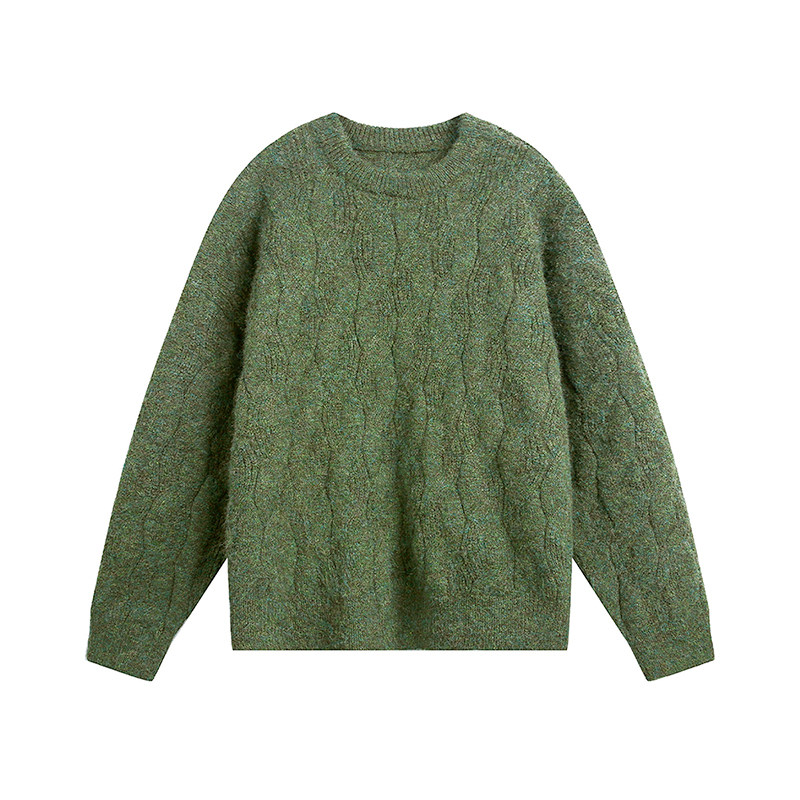 麻花毛衣男圆领秋冬潮牌宽松慵懒复古打底线衣港风潮流休闲针织衫,淘宝优惠券,粉丝福利购,淘宝优惠卷