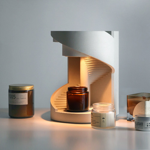 泥想国原创旋梯2融蜡灯卧室氛围夜灯混凝土建筑结婚新婚订婚礼物 - 图0