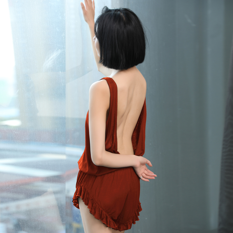 仙妮儿睡衣睡衣女夏季性感连体莫代尔棉吊带背心短裤情趣私房诱惑露背家居服1