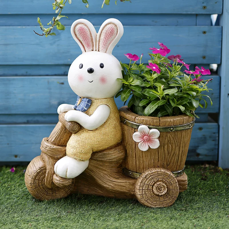 Creative big cute travel rabbit, flowerpot