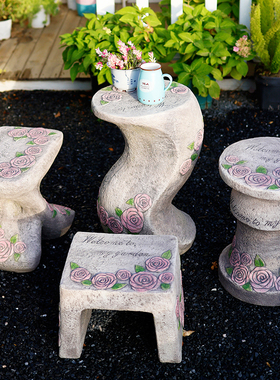 创意庭院花盆底座花园阳台花架艺术仿石长条椅凳子民宿装饰摆件