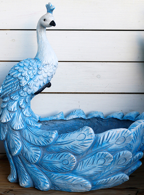 阳台庭院装饰布置创意户外动物孔雀造型园艺种植花盆摆件景观摆设