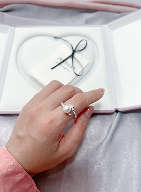 天然淡水珍珠戒指S925纯银国潮生肖蛇年限定闺蜜女款礼盒蛇头款