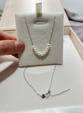 天然淡水珍珠微笑链通体S925纯银4-4.5极光小米珍珠