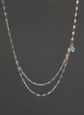 GGW 银河星光泡沫钛钢项链 精致小球素链镭射珠锁骨链满天星颈链