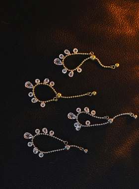 GGW 闪亮水滴碎冰Bling钻钛钢戒指 硅胶可调节指环百搭锆石手饰