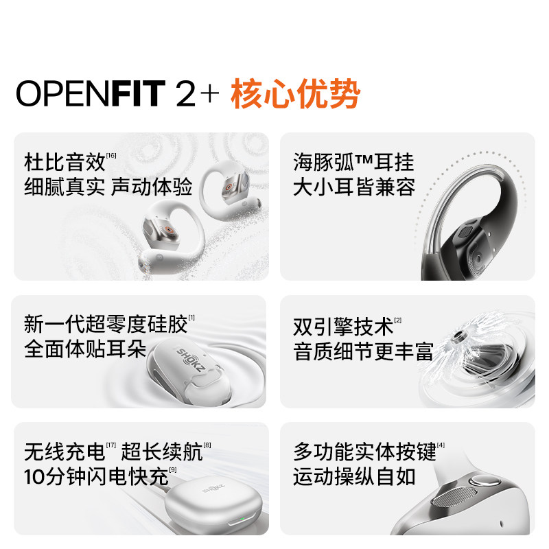 【明星同款】Shokz韶音舒适圈OpenFit 2+ T921开放式耳机蓝牙运动,淘宝优惠券,粉丝福利购,淘宝优惠卷