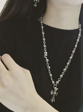 日韩国复古长款十字架百搭项链