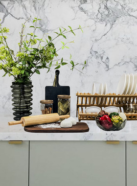 中式风厨房碗架瓷砖展厅创意摆件