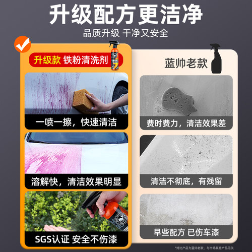 蓝帅铁粉去除剂汽车漆面除锈剂不伤漆铁锈去黄点车漆去污清洁清洗 - 图2