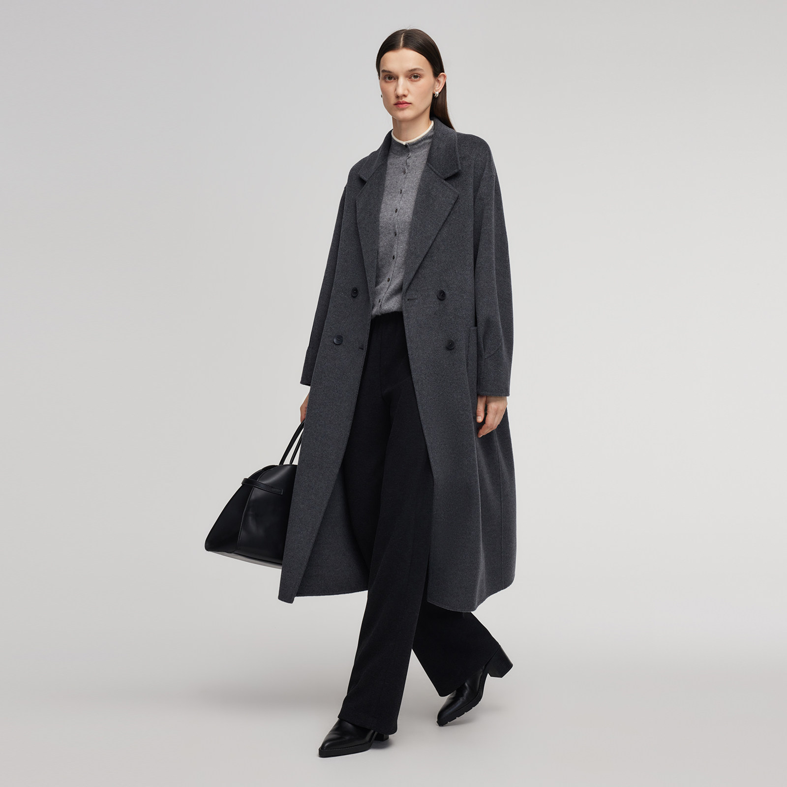 首降|歌莉娅全羊毛大衣女冬季高知老钱风穿搭双面毛呢长款外套,淘宝优惠券,粉丝福利购,淘宝优惠卷