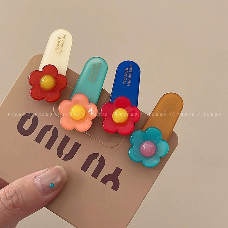可爱大爆发~2个撞色花朵碎发夹边夹侧边鸭嘴夹女2025新款甜美 - 图2