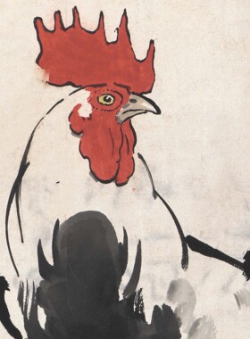 近代徐悲鸿 雄鸡图 国画金鸡报晓 水墨画走廊客厅吉祥装饰画挂画