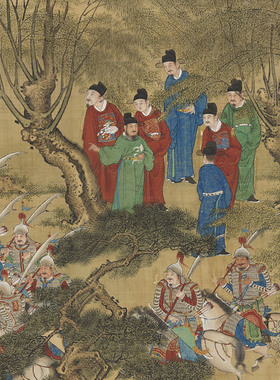明代《出警图卷》缩本全卷人物故事仿古字画高清微喷复制临摹范本