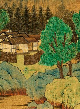 元钱选山居图高清微喷范本国画