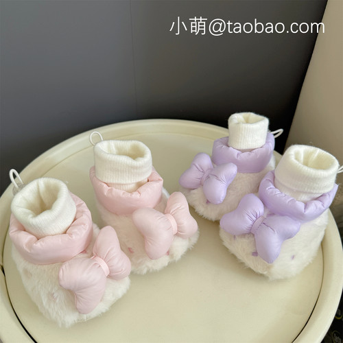 冬季婴幼儿0-1岁女宝宝软底加厚公主鞋袜一体不掉跟加绒保暖棉鞋 - 图3