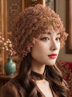 美人纱蕾丝包头帽遮白发收碎发