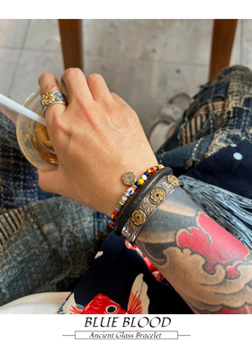 非洲古董贸易珠复古手链圣诞彩珠