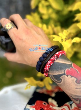 天然植物蓝染杉木复古手串时尚