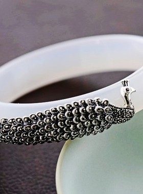 原创天然白玉髓手镯环女友泰银