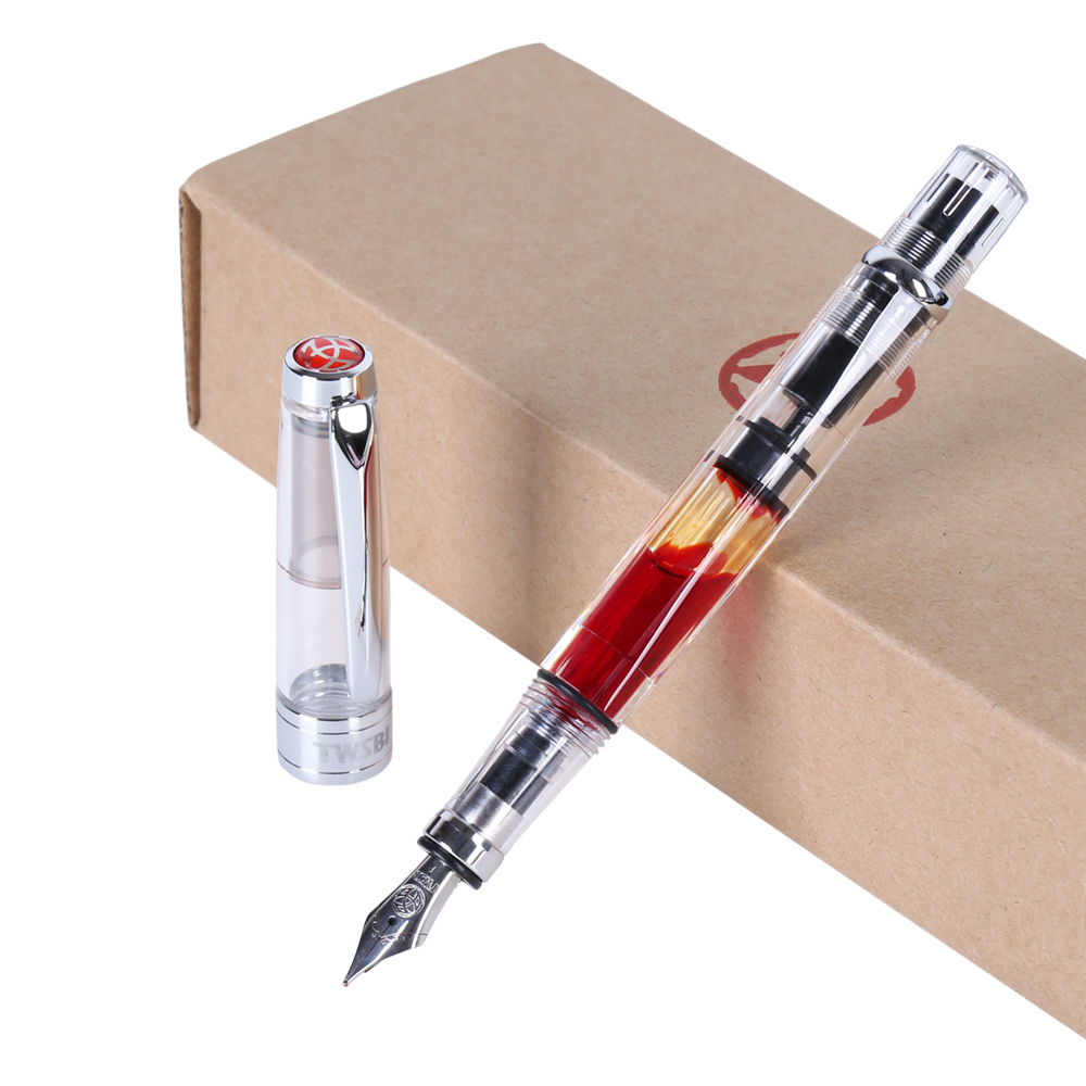 免费刻字台湾TWSBI三文堂钻石580AL红蓝透明示范钢笔活塞上墨钢笔 - 图1