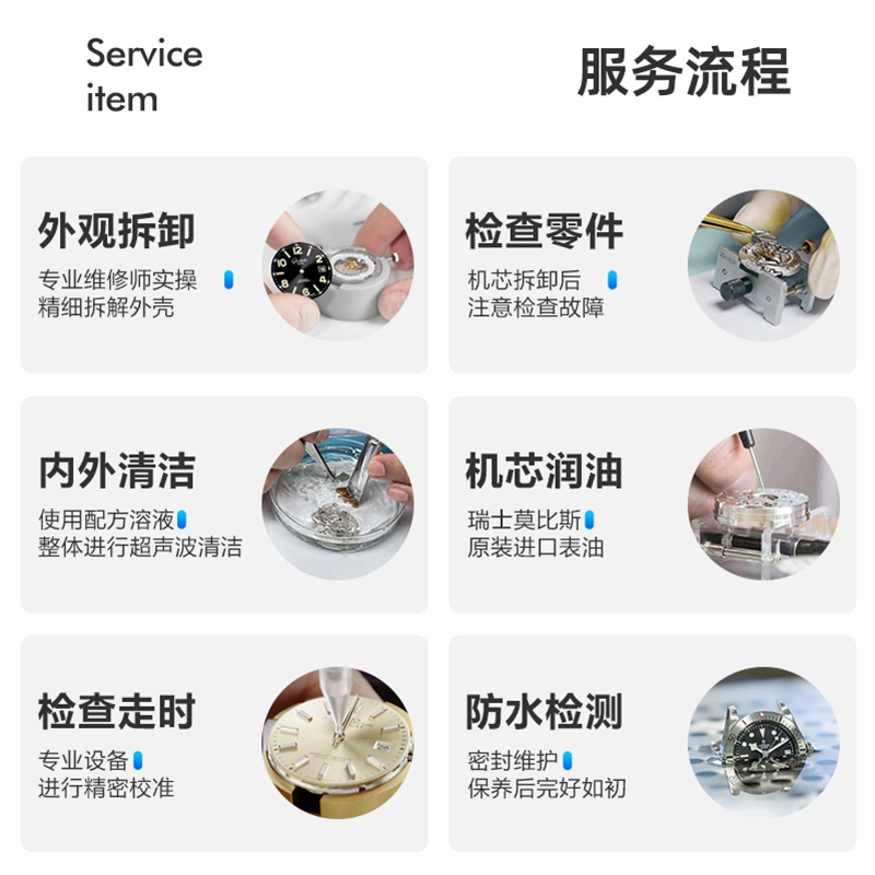 手表维修服务适用天梭抛光翻新修复表带更换电池玻璃镜面保养上海-图2