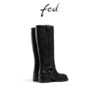 Fed full head layer cowhide autumn and winter women's shoes retro genuine leather thick heel boots women's high boots western boots knight boots women