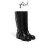 Fed full head layer cowhide autumn and winter women's shoes retro genuine leather thick heel boots women's high boots western boots knight boots women