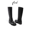 Fed full head layer cowhide autumn and winter women's shoes retro genuine leather thick heel boots women's high boots western boots knight boots women