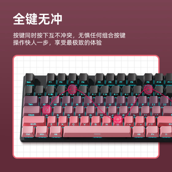 HP wired gradient keycap true mechanical keyboard