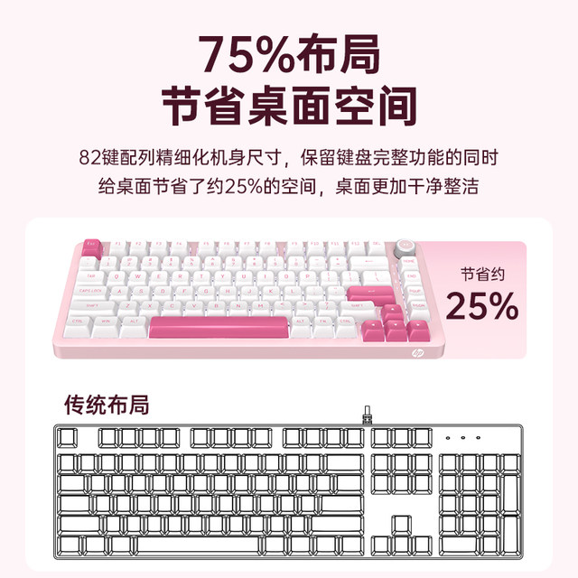 HP Wireless Bluetooth Mechanical Keyboard 82 Key Office Gaming Universal Laptop Keyboard Girls Hot Swap