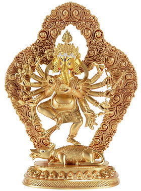 热销象鼻财神像家居饰品家用中式铜像工艺品7寸客厅玄关桌面装饰