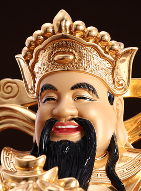 热销纯手工贴金财神爷神像纯铜财神爷佛像招财家用店铺开业送礼品