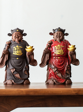 热销招财财神爷陶瓷中式家用办公室工艺摆件创意灯圈财神店铺开业