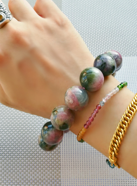 颗粒纯天然西瓜招财转运碧玺手链
