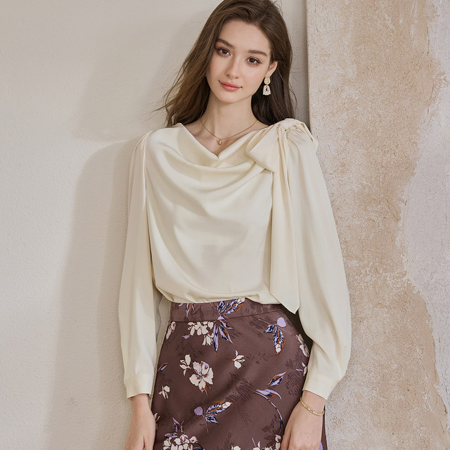 Versatile slimming solid color shirt for commuting