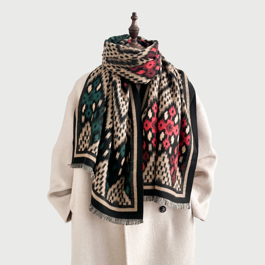 冬季新款仿羊绒围巾女高级感百搭保暖披肩外搭加厚双面 - 图2