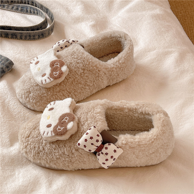 可爱蝴蝶结凯蒂猫棉鞋女2025冬季新款居家加绒保暖懒人包跟棉拖鞋,淘宝优惠券,粉丝福利购,淘宝优惠卷