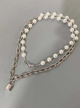 简约气质珍珠项链女锁骨链ins风潮设计感配hi网红同款冷淡风饰品