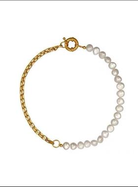 新款叠戴珍珠项链女ins简约小众设计感锁骨颈链潮