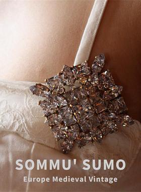 vintage海外回流复刻国内现货白色系莱茵石胸针可拆卸项链直播