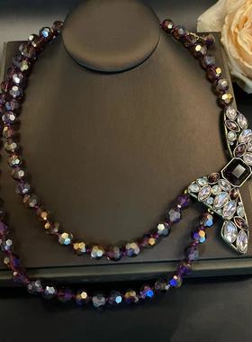 中古vintage琉璃项链 欧美夸张设计感颈链复古宫廷风套装女