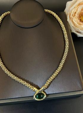 复古高级百搭新款琉璃素金项链法式小众新中式锁骨链颈链