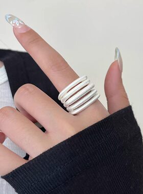 轻奢小众拉丝电镀真金戒指