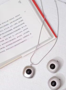 新款高级黑玛瑙系列圆球简约时尚小众设计耳饰气质百搭吊坠项链