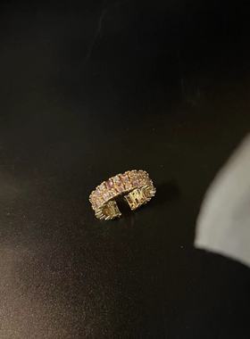 2024新款铜像锆电镀24k金开口可调节日常百搭通勤满镶白色茶色彩