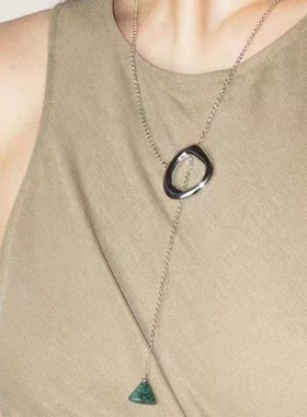 LINEINL*NE莱茵三角水草玛瑙拉伸链y字项链女原创新中式国风首饰