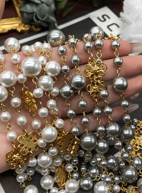 轻奢小众秋冬多层女毛衣链珍珠项链中古潮流设计感挂链项链