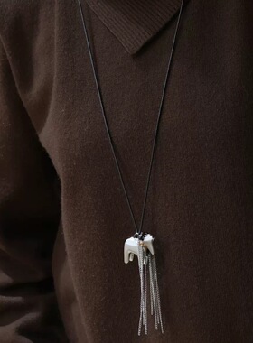 秋冬新款金属立体小马吊坠项链女小众设计长款可调节毛衣链